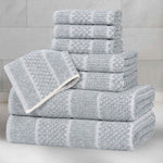 Naples Cotton Blend Textured Checkered and Ribbed 8 Piece Towel Set - Towel Set by Superior Brand