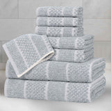 Naples Cotton Blend Textured Checkered and Ribbed 8 Piece Towel Set - Towel Set by Superior Brand