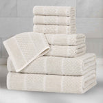 Naples Cotton Blend Textured Checkered and Ribbed 8 Piece Towel Set - Towel Set by Superior Brand