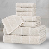Naples Cotton Blend Textured Checkered and Ribbed 8 Piece Towel Set - Towel Set by Superior Brand