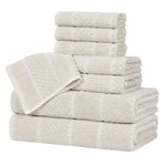 Naples Cotton Blend Textured Checkered and Ribbed 8 Piece Towel Set - Towel Set by Superior Brand