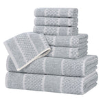 Naples Cotton Blend Textured Checkered and Ribbed 8 Piece Towel Set - Towel Set by Superior Brand