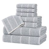 Naples Cotton Blend Textured Checkered and Ribbed 8 Piece Towel Set - Towel Set by Superior Brand
