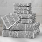 Naples Cotton Blend Textured Checkered and Ribbed 8 Piece Towel Set - Towel Set by Superior Brand