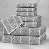 Naples Cotton Blend Textured Checkered and Ribbed 8 Piece Towel Set - Towel Set by Superior Brand