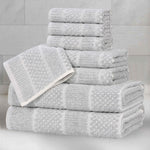 Naples Cotton Blend Textured Checkered and Ribbed 8 Piece Towel Set - Towel Set by Superior Brand