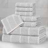 Naples Cotton Blend Textured Checkered and Ribbed 8 Piece Towel Set - Towel Set by Superior Brand