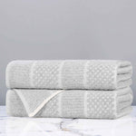 Cotton Blend Checkered and Rib Bath Towel Set of 2 - Bath Towel by Superior Brand