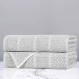 Cotton Blend Checkered and Rib Bath Towel Set of 2 - Bath Towel by Superior Brand