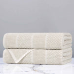 Cotton Blend Checkered and Rib Bath Towel Set of 2 - Bath Towel by Superior Brand