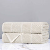 Cotton Blend Checkered and Rib Bath Towel Set of 2 - Bath Towel by Superior Brand