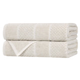 Cotton Blend Checkered and Rib Bath Towel Set of 2 - Bath Towel by Superior Brand