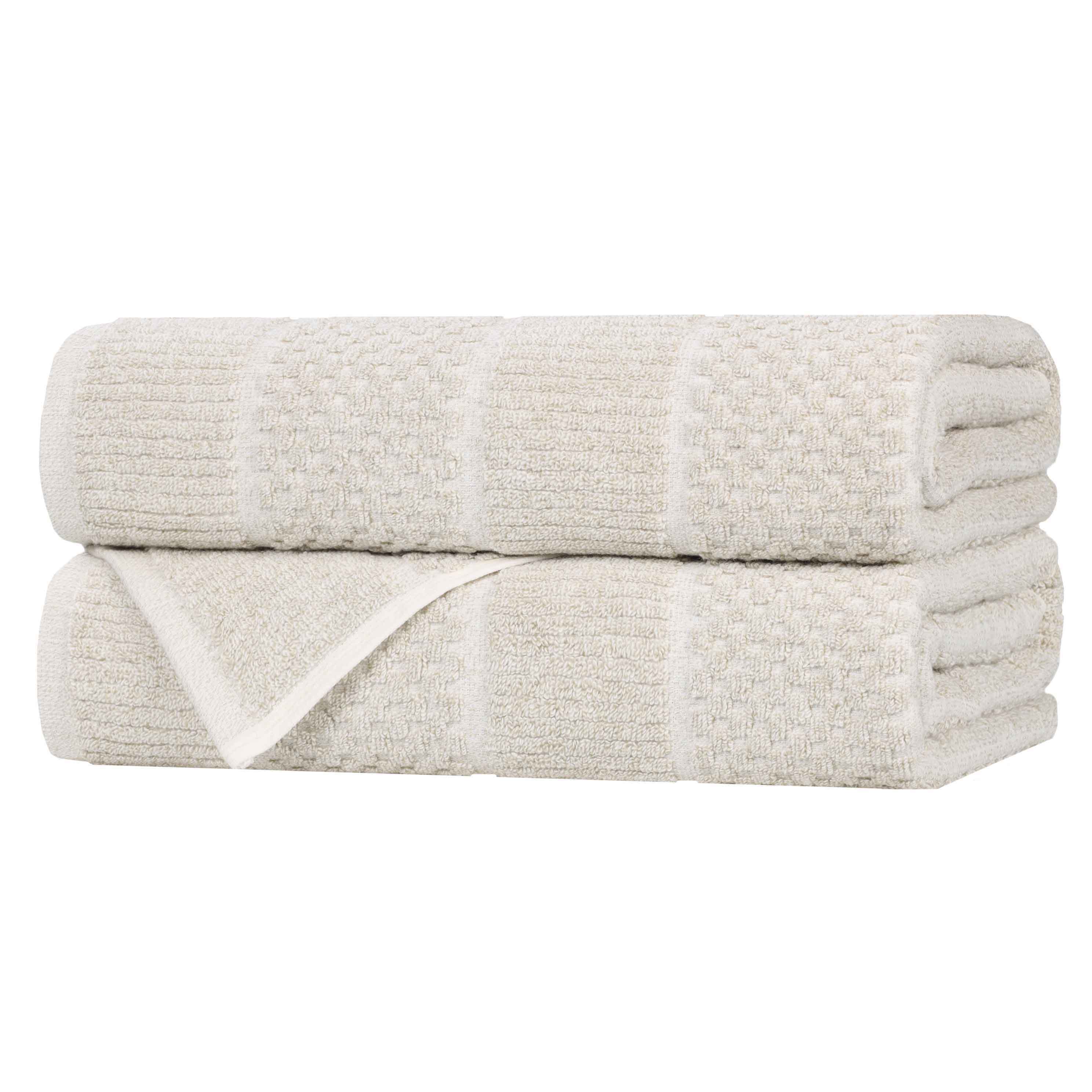 Cotton Blend Checkered and Rib Bath Towel Set of 2 - Bath Towel by Superior Brand