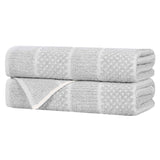 Cotton Blend Checkered and Rib Bath Towel Set of 2 - Bath Towel by Superior Brand