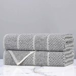 Cotton Blend Checkered and Rib Bath Towel Set of 2 - Bath Towel by Superior Brand