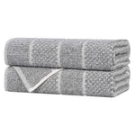 Cotton Blend Checkered and Rib Bath Towel Set of 2 - Bath Towel by Superior Brand