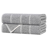 Cotton Blend Checkered and Rib Bath Towel Set of 2 - Bath Towel by Superior Brand