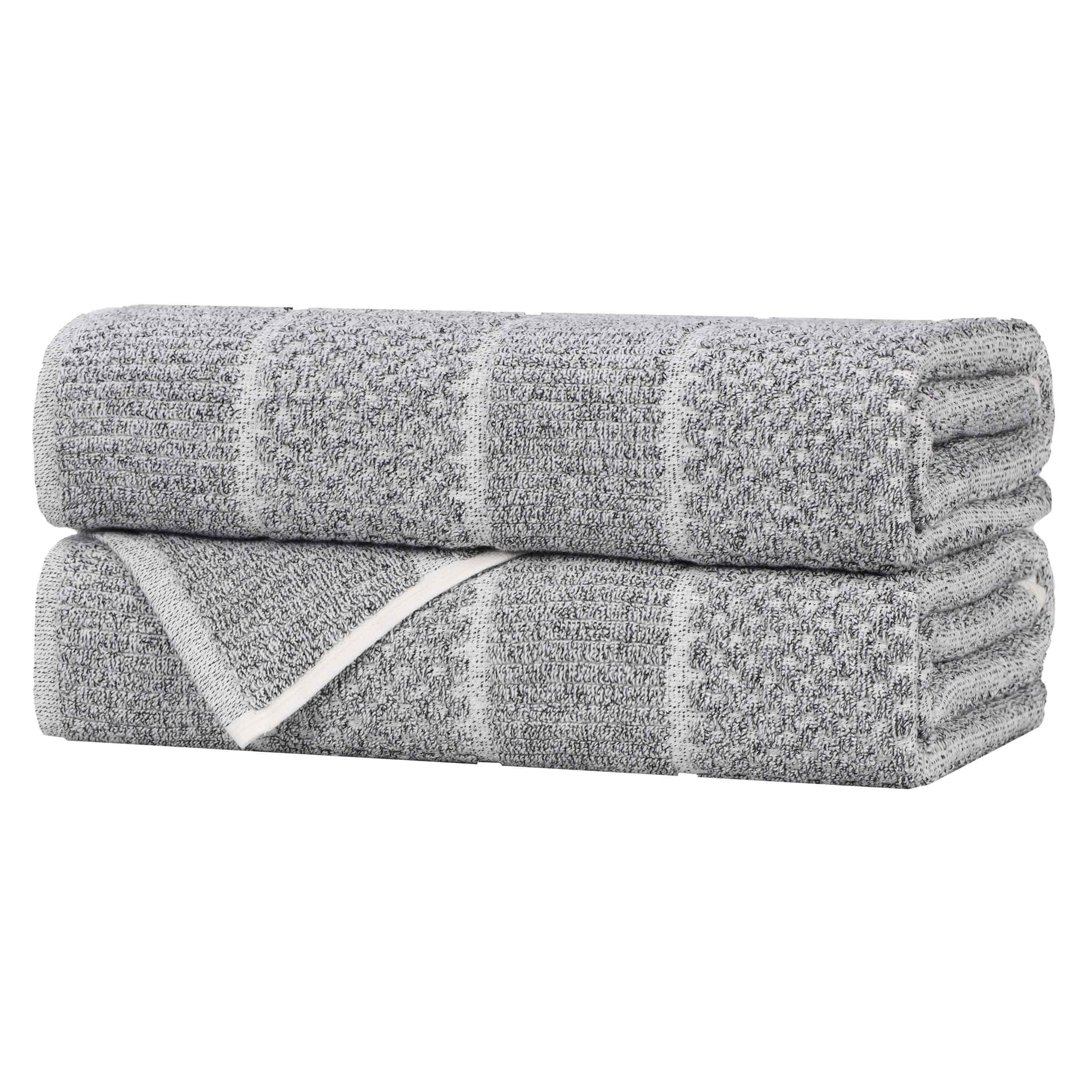 Cotton Blend Checkered and Rib Bath Towel Set of 2 - Bath Towel by Superior Brand