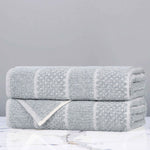 Cotton Blend Checkered and Rib Bath Towel Set of 2 - Bath Towel by Superior Brand