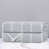 Cotton Blend Checkered and Rib Bath Towel Set of 2 - Bath Towel by Superior Brand