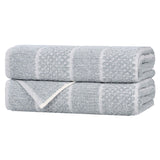 Cotton Blend Checkered and Rib Bath Towel Set of 2 - Bath Towel by Superior Brand