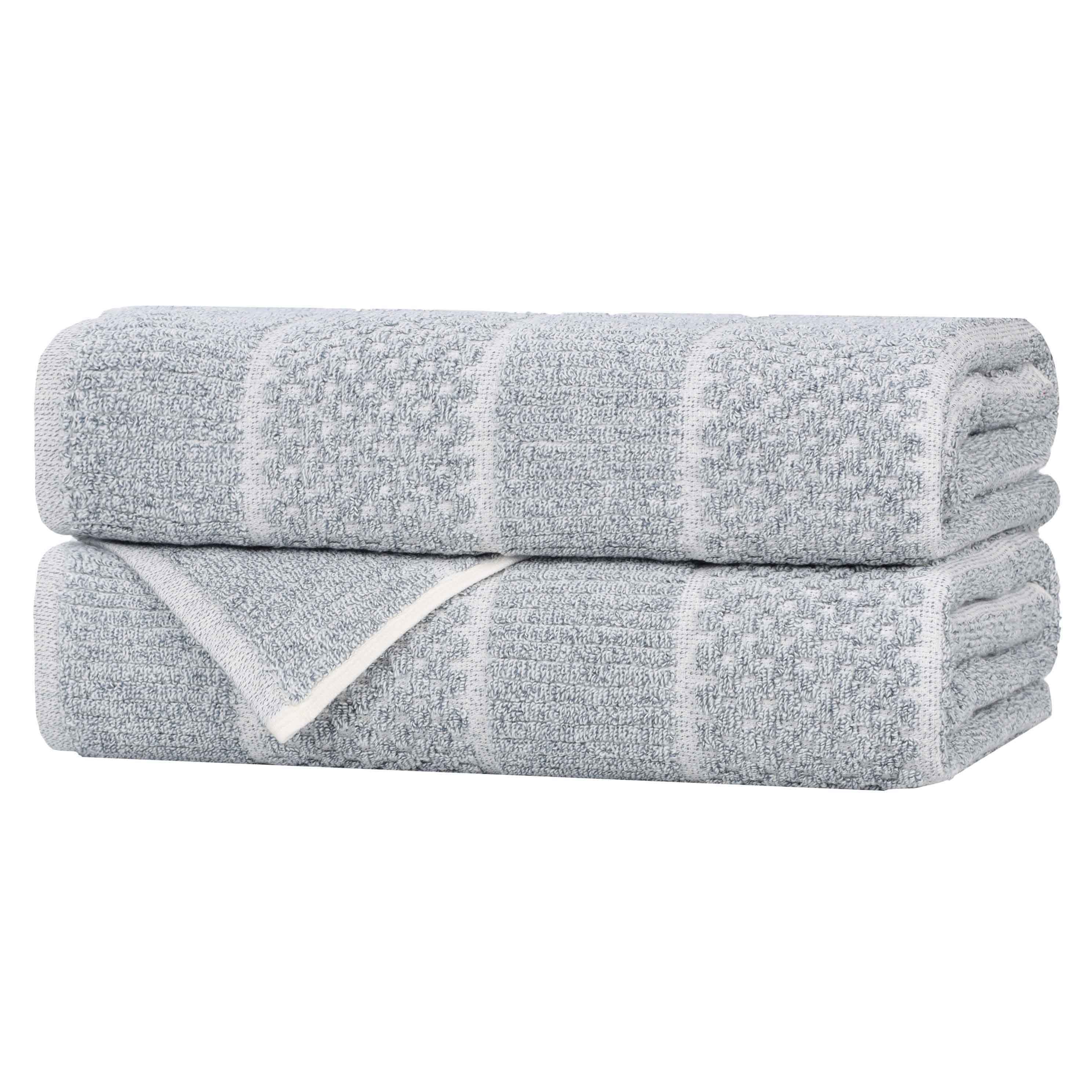 Cotton Blend Checkered and Rib Bath Towel Set of 2 - Bath Towel by Superior Brand
