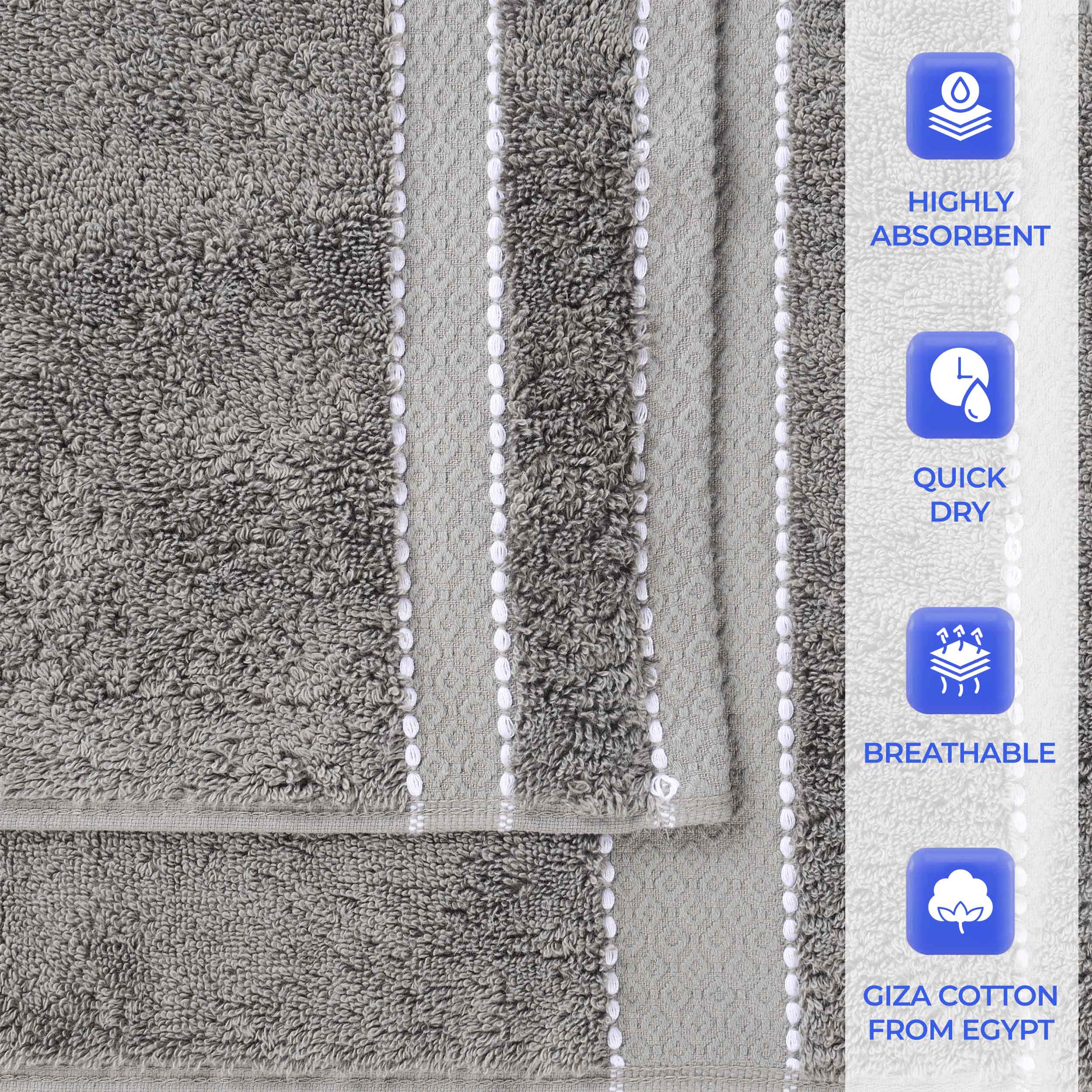 Egyptian Giza Cotton Plush Soft Towel Set 6 Piece - Egyptian Cotton Towel Set by Superior Brand