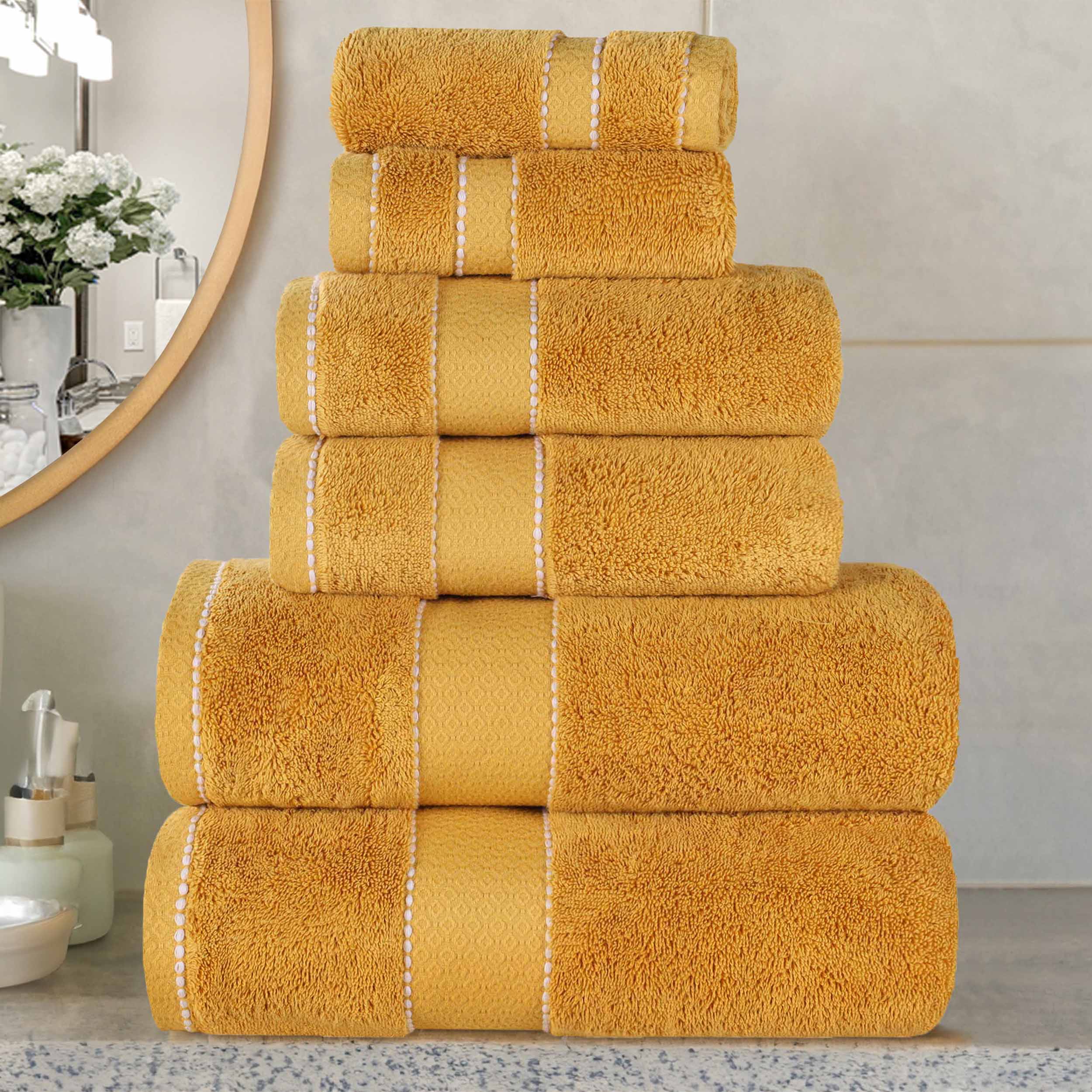 Egyptian Giza Cotton Plush Soft Towel Set 6 Piece - Egyptian Cotton Towel Set by Superior Brand