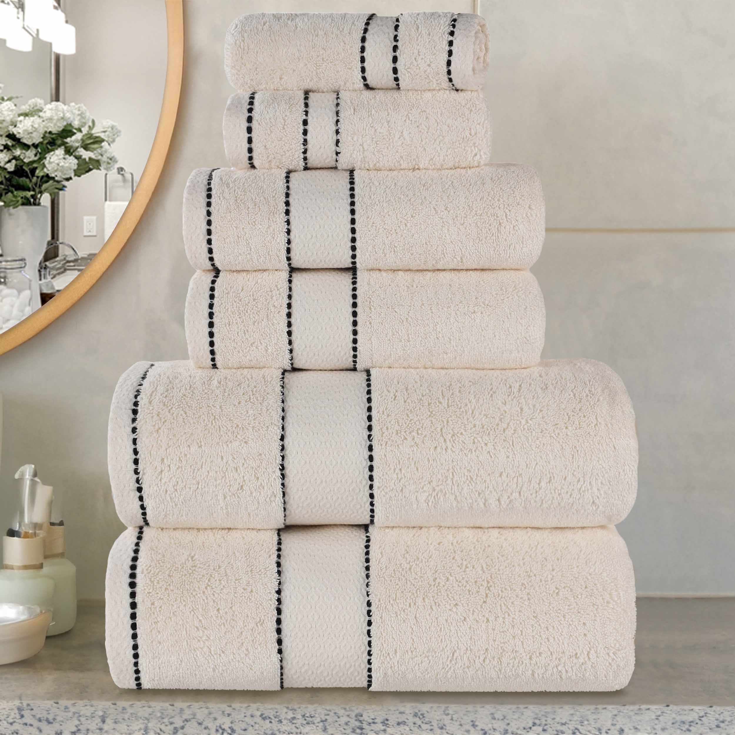 Egyptian Giza Cotton Plush Soft Towel Set 6 Piece - Egyptian Cotton Towel Set by Superior Brand