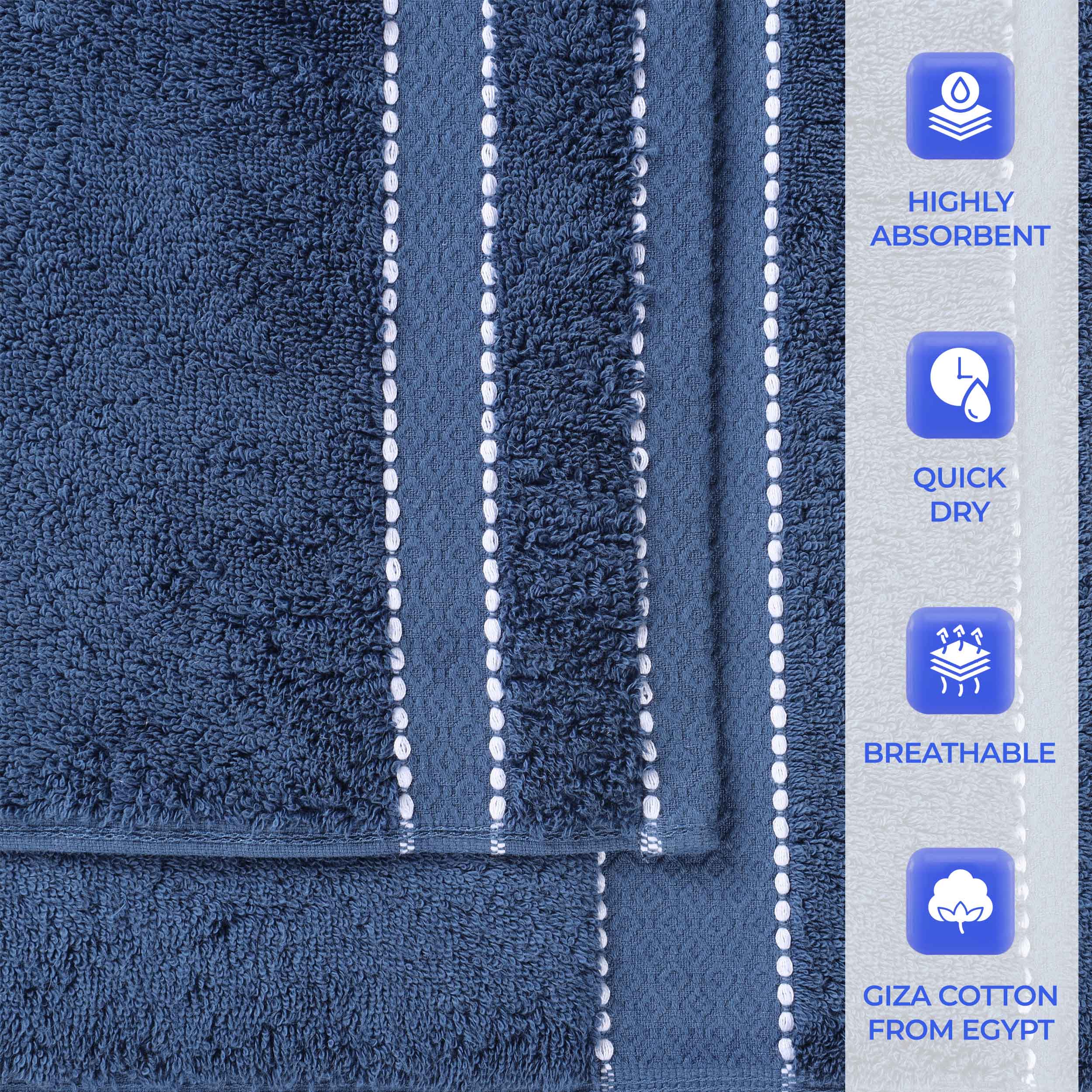 Egyptian Giza Cotton Plush Soft Towel Set 6 Piece - Egyptian Cotton Towel Set by Superior Brand