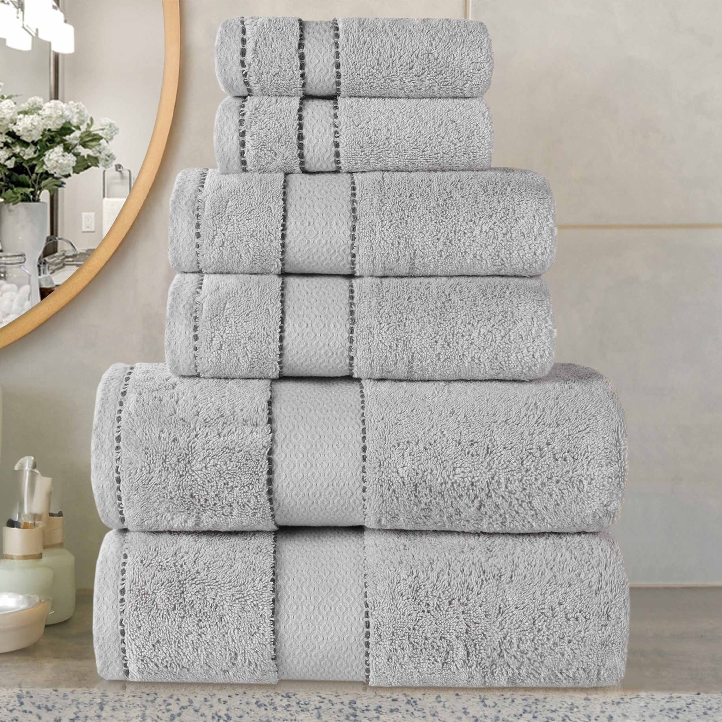 Egyptian Giza Cotton Plush Soft Towel Set 6 Piece - Egyptian Cotton Towel Set by Superior Brand
