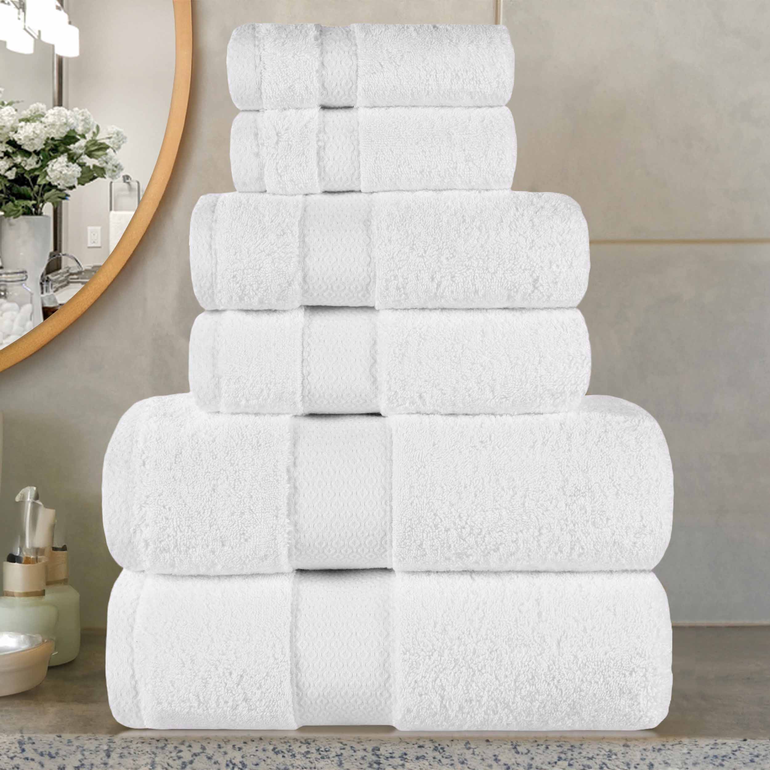 Egyptian Giza Cotton Plush Soft Towel Set 6 Piece - Egyptian Cotton Towel Set by Superior Brand