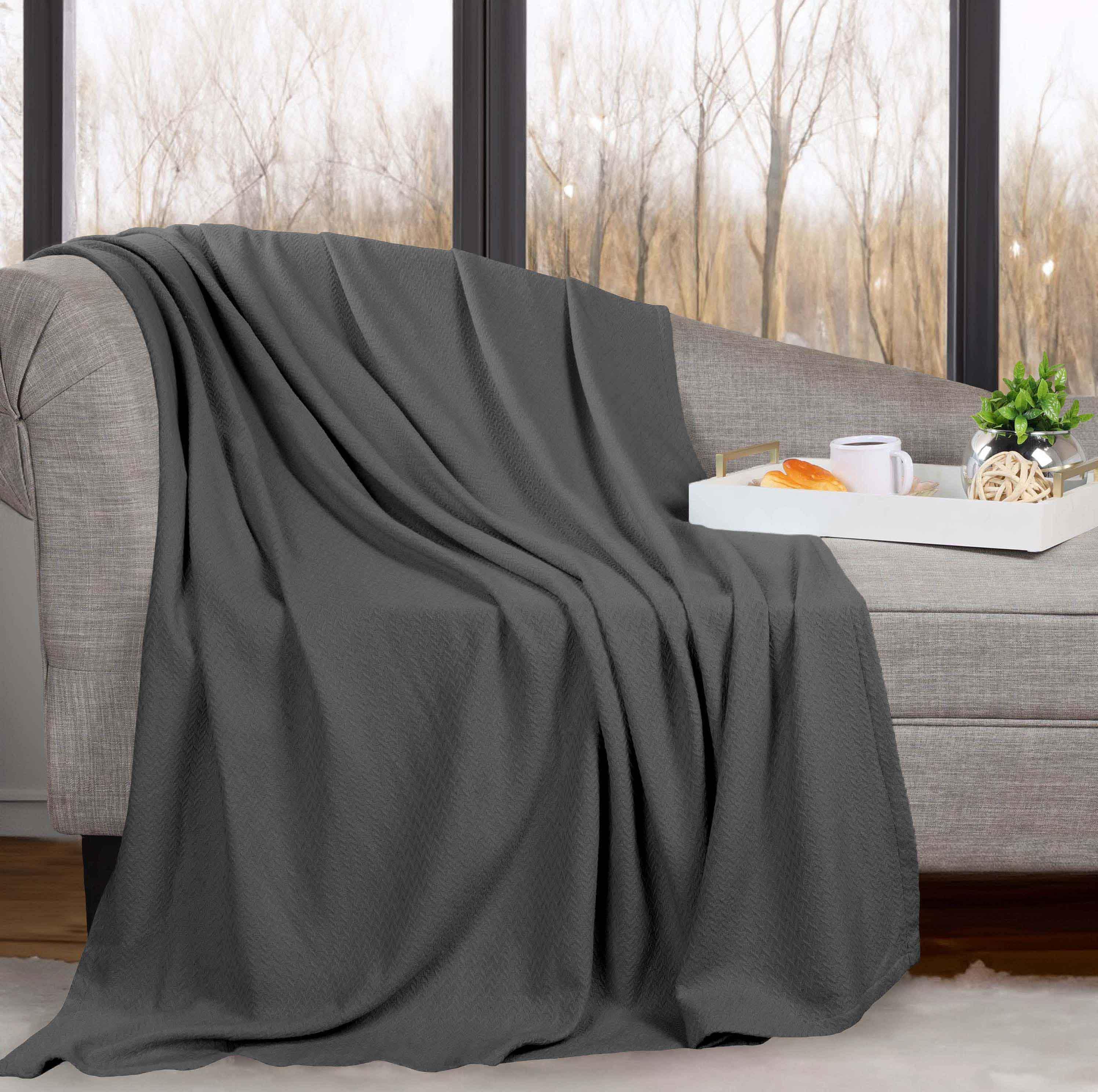 Nobel Cotton Textured Jacquard Chevron Lightweight Woven Blanket - Blanket by Superior Brand