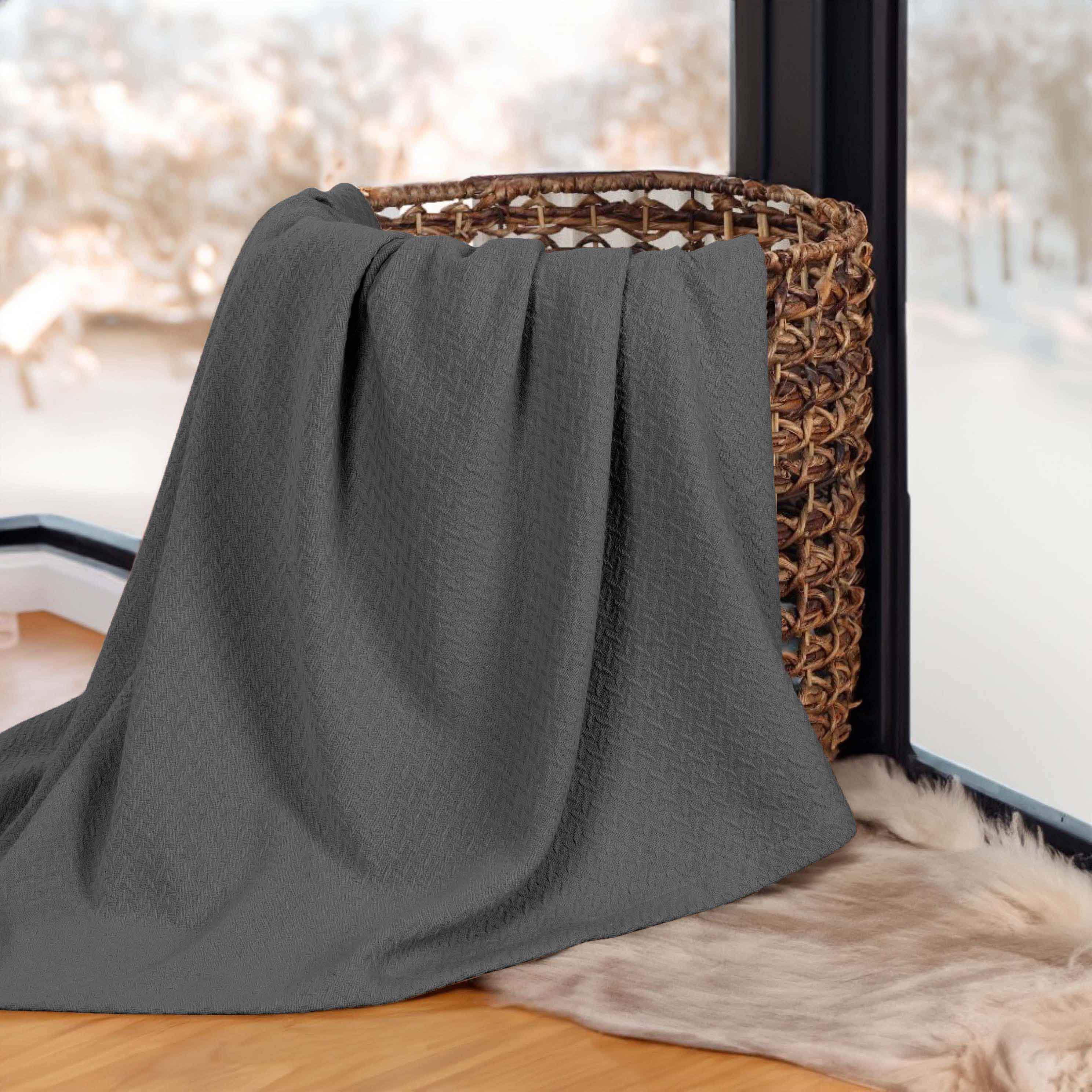 Nobel Cotton Textured Jacquard Chevron Lightweight Woven Blanket - Blanket by Superior Brand