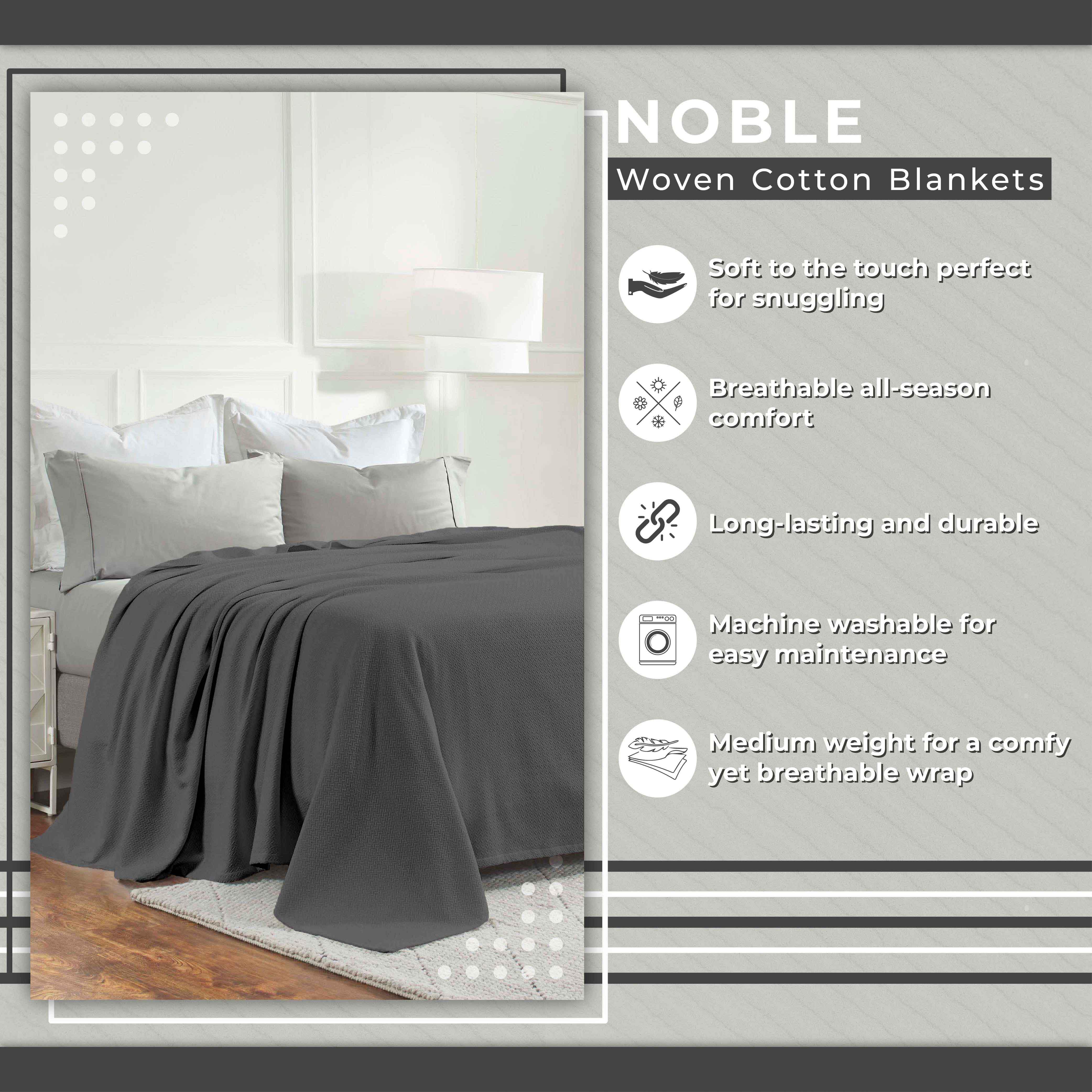 Nobel Cotton Textured Jacquard Chevron Lightweight Woven Blanket - Blanket by Superior Brand