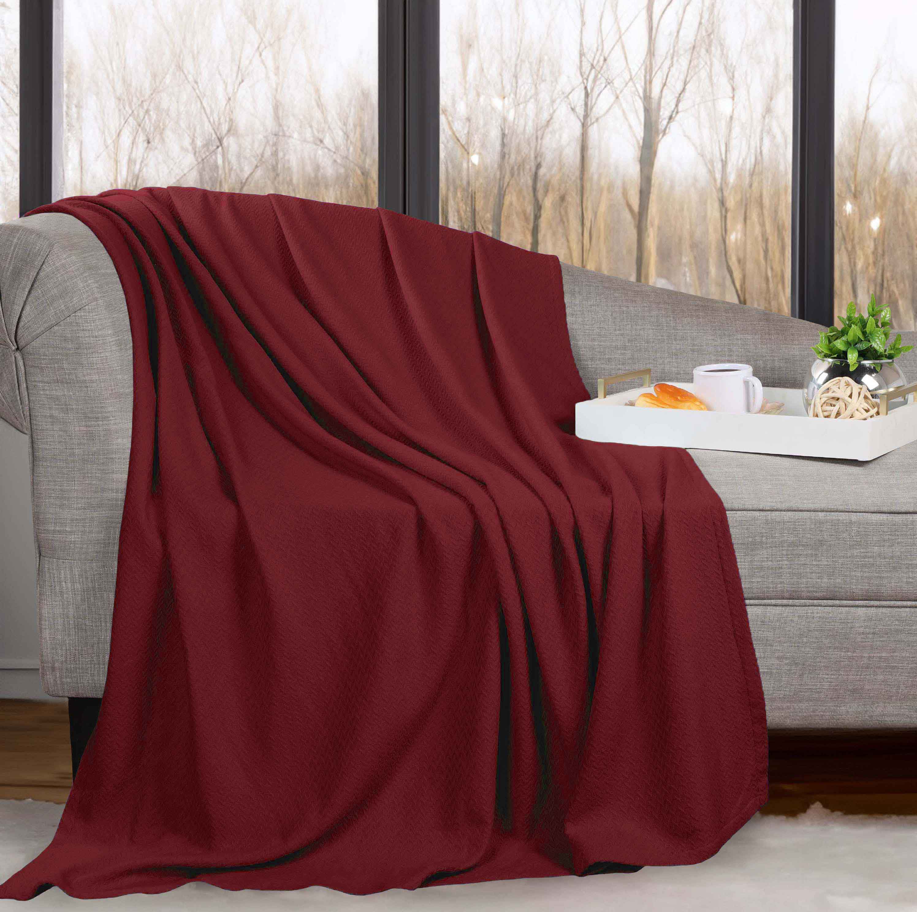 Nobel Cotton Textured Jacquard Chevron Lightweight Woven Blanket - Blanket by Superior Brand