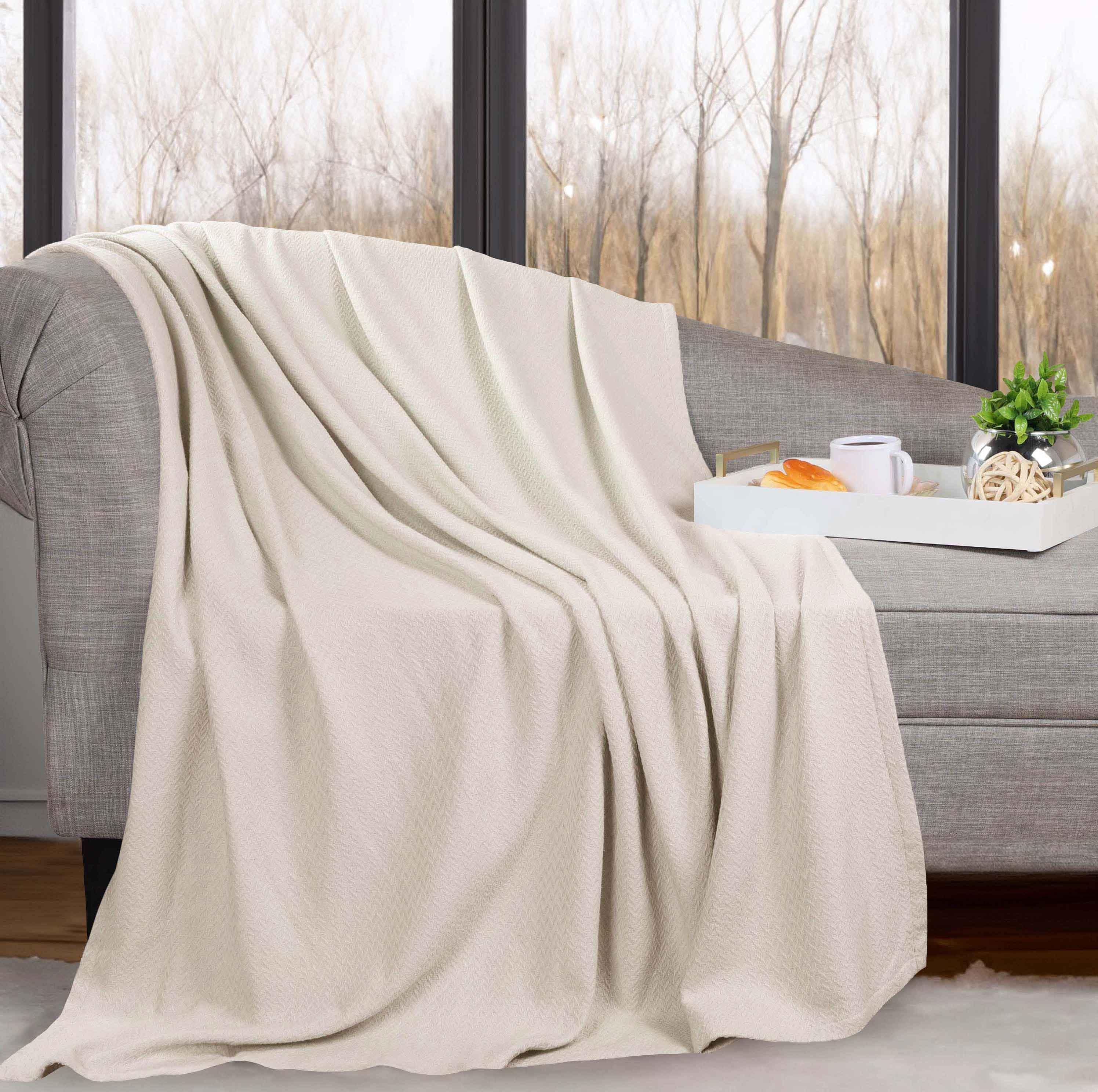 Nobel Cotton Textured Jacquard Chevron Lightweight Woven Blanket - Blanket by Superior Brand