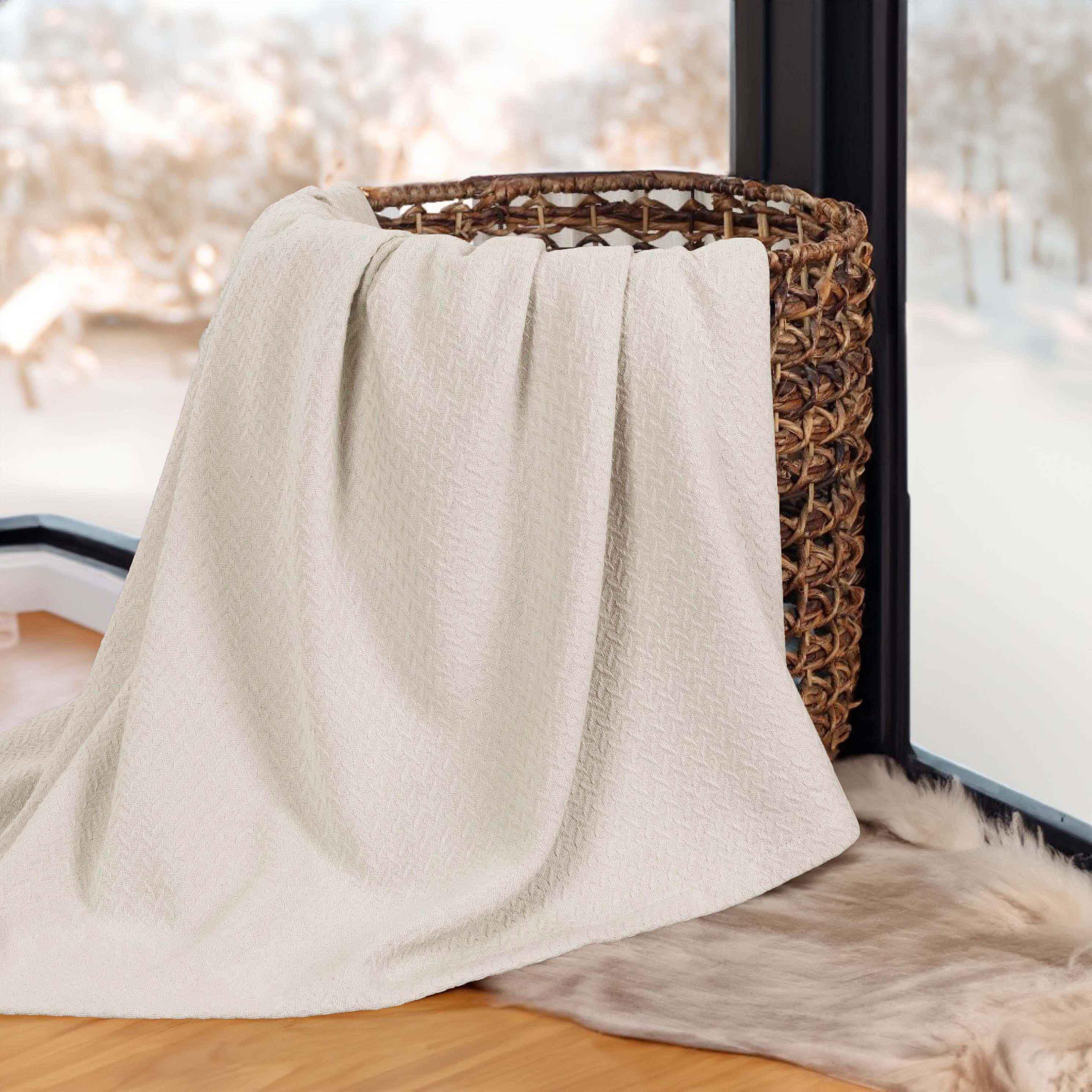 Nobel Cotton Textured Jacquard Chevron Lightweight Woven Blanket - Blanket by Superior Brand