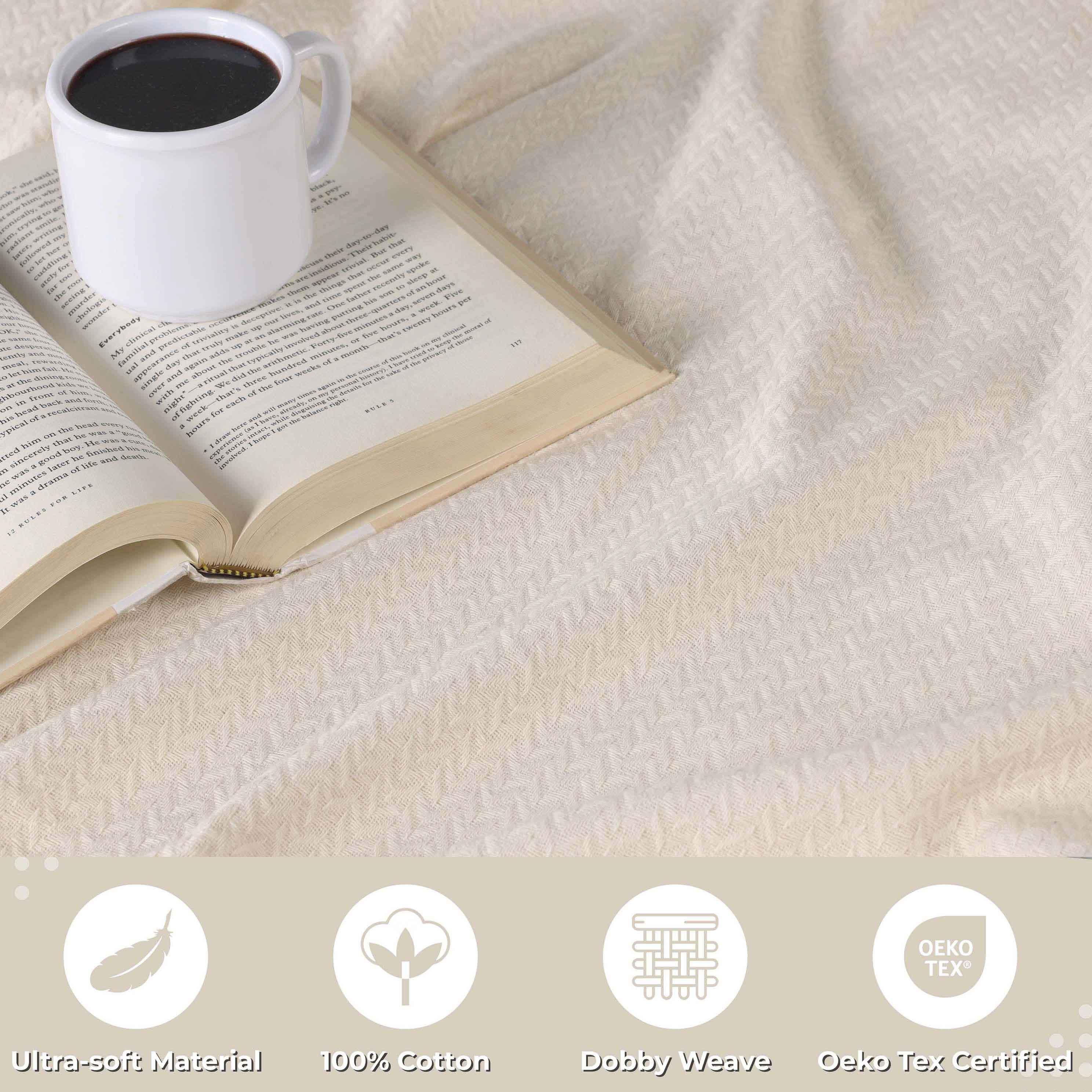 Nobel Cotton Textured Jacquard Chevron Lightweight Woven Blanket - Blanket by Superior Brand