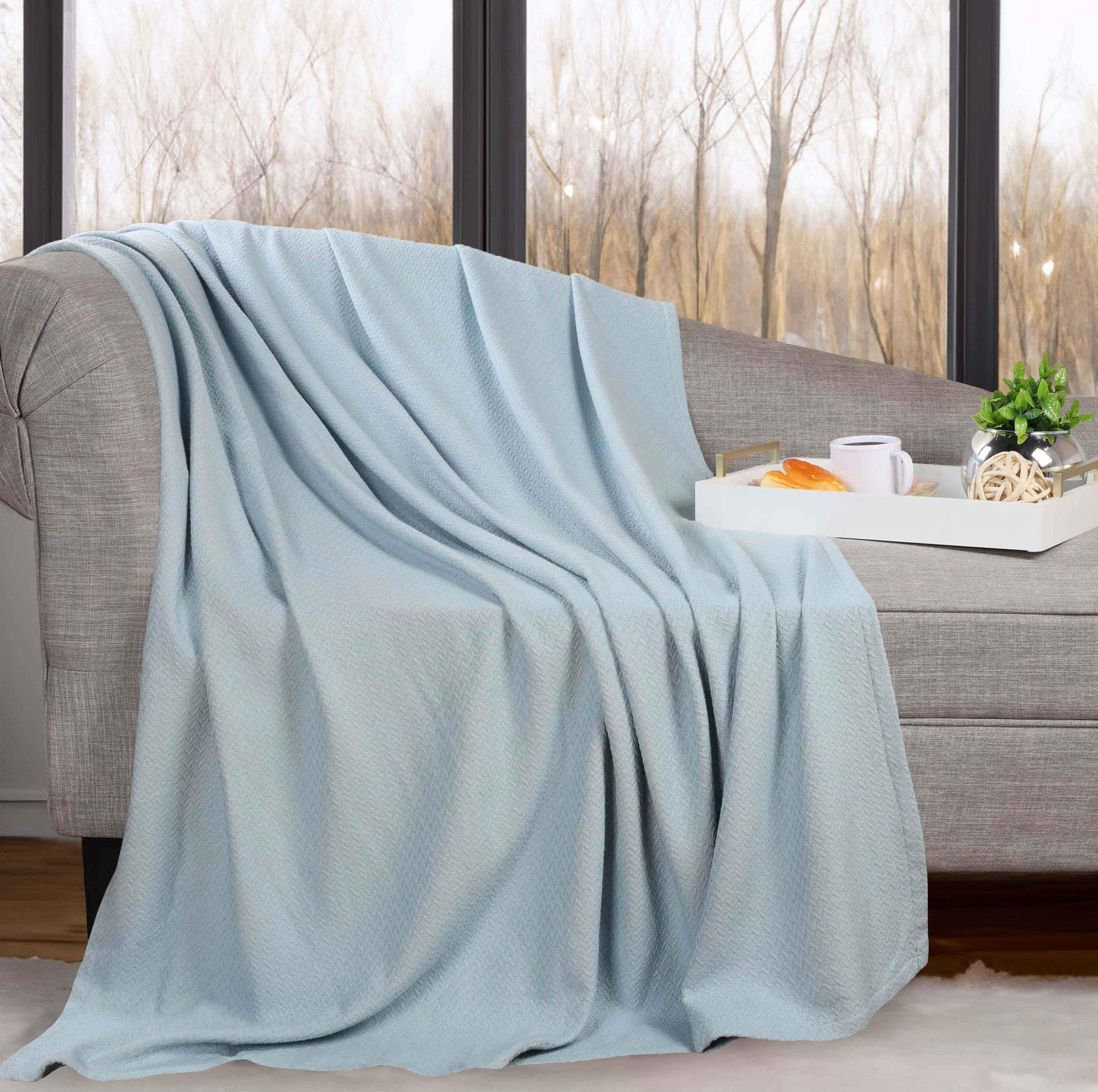 Nobel Cotton Textured Jacquard Chevron Lightweight Woven Blanket - Blanket by Superior Brand