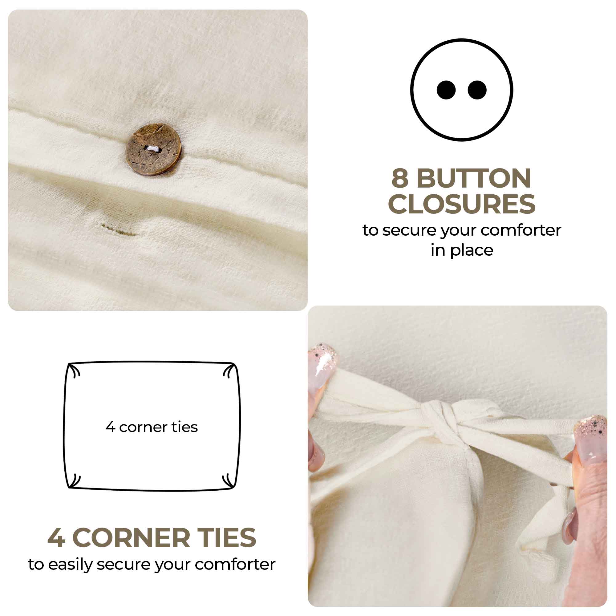 Cotton Linen Lightweight Breathable Duvet Cover Set - Duvet Cover Set by Superior Brand