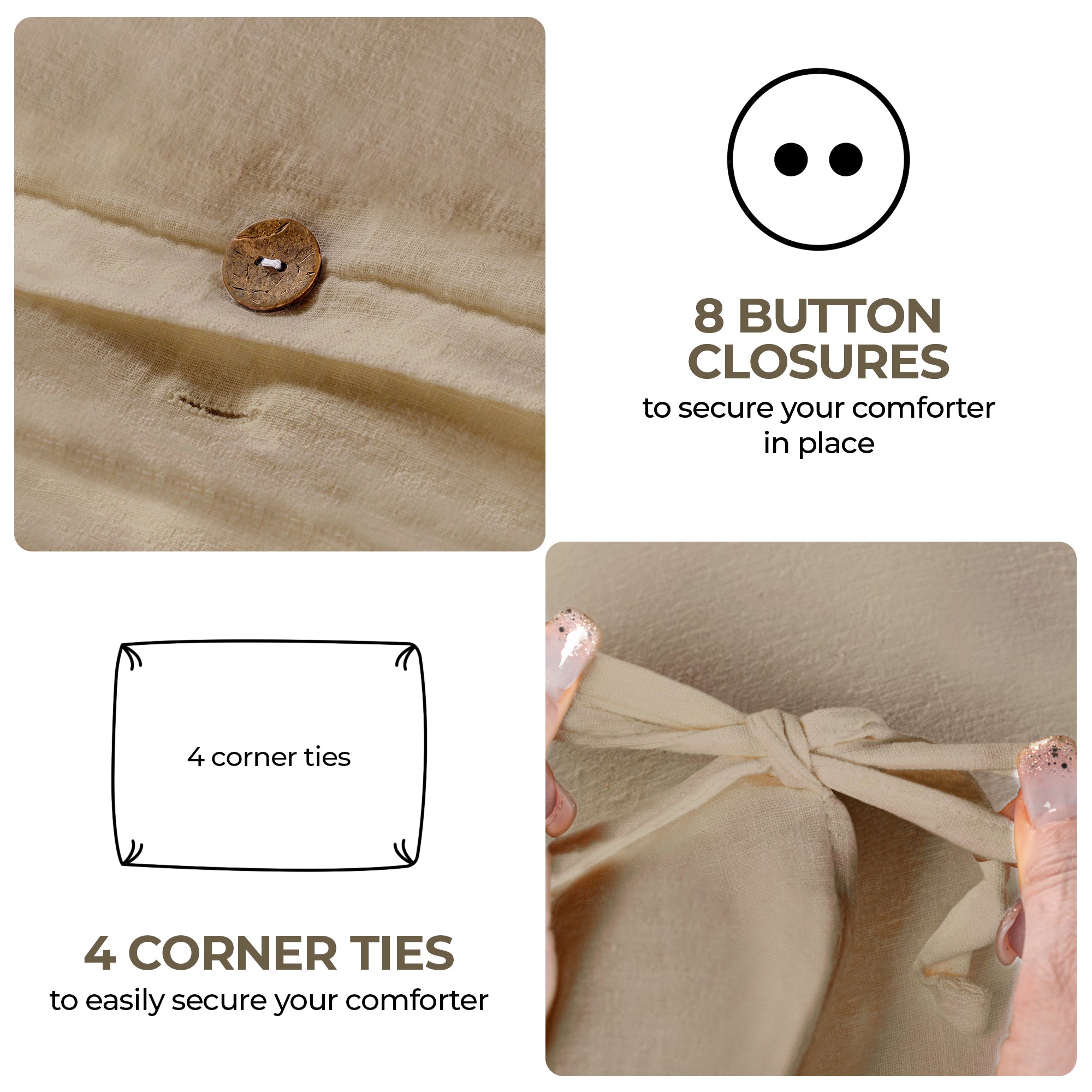 Cotton Linen Lightweight Breathable Duvet Cover Set - Duvet Cover Set by Superior Brand