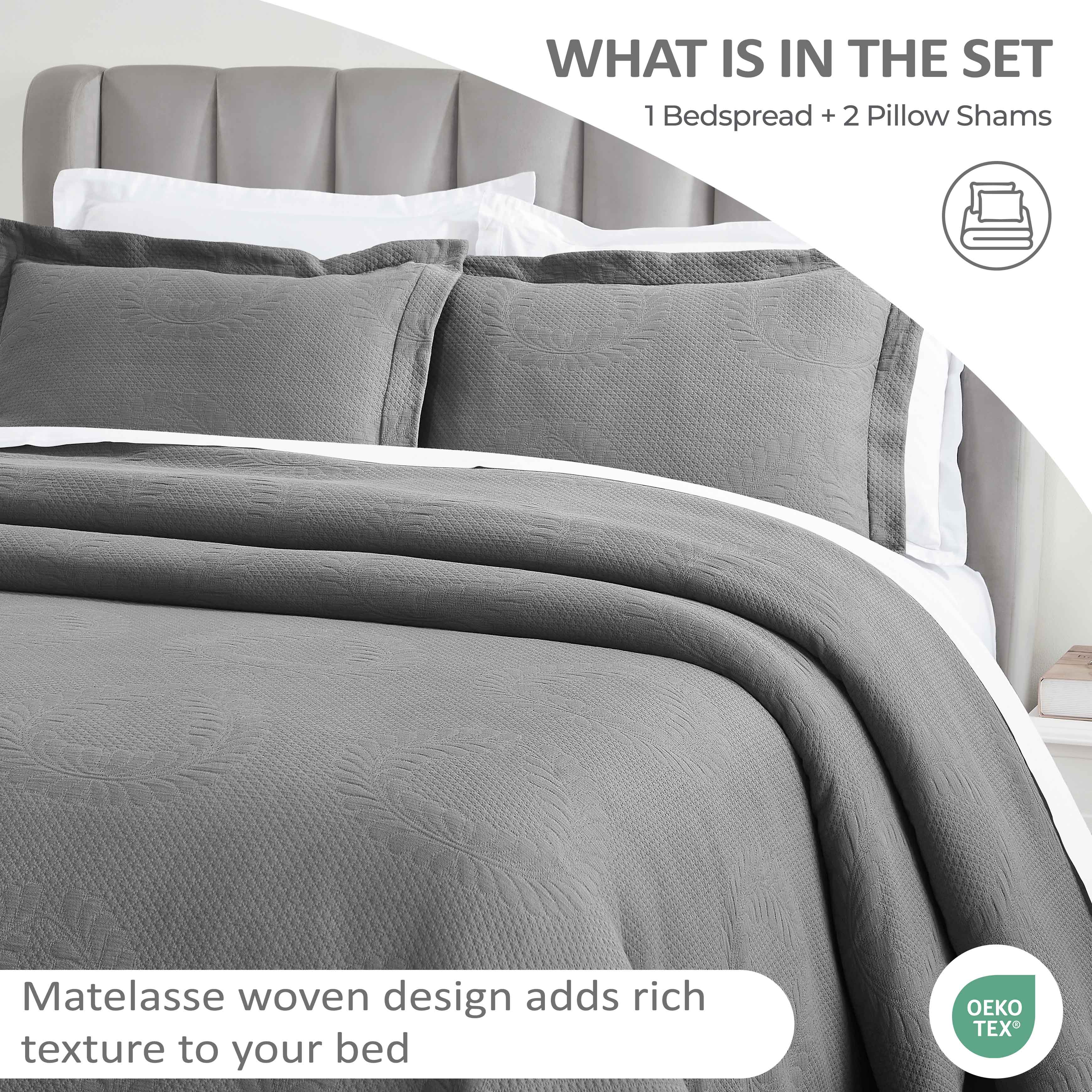 Peploi Medium Weight Jacquard Matelasse Floral Wreath Bedspread Set - Bedspread by Superior Brand