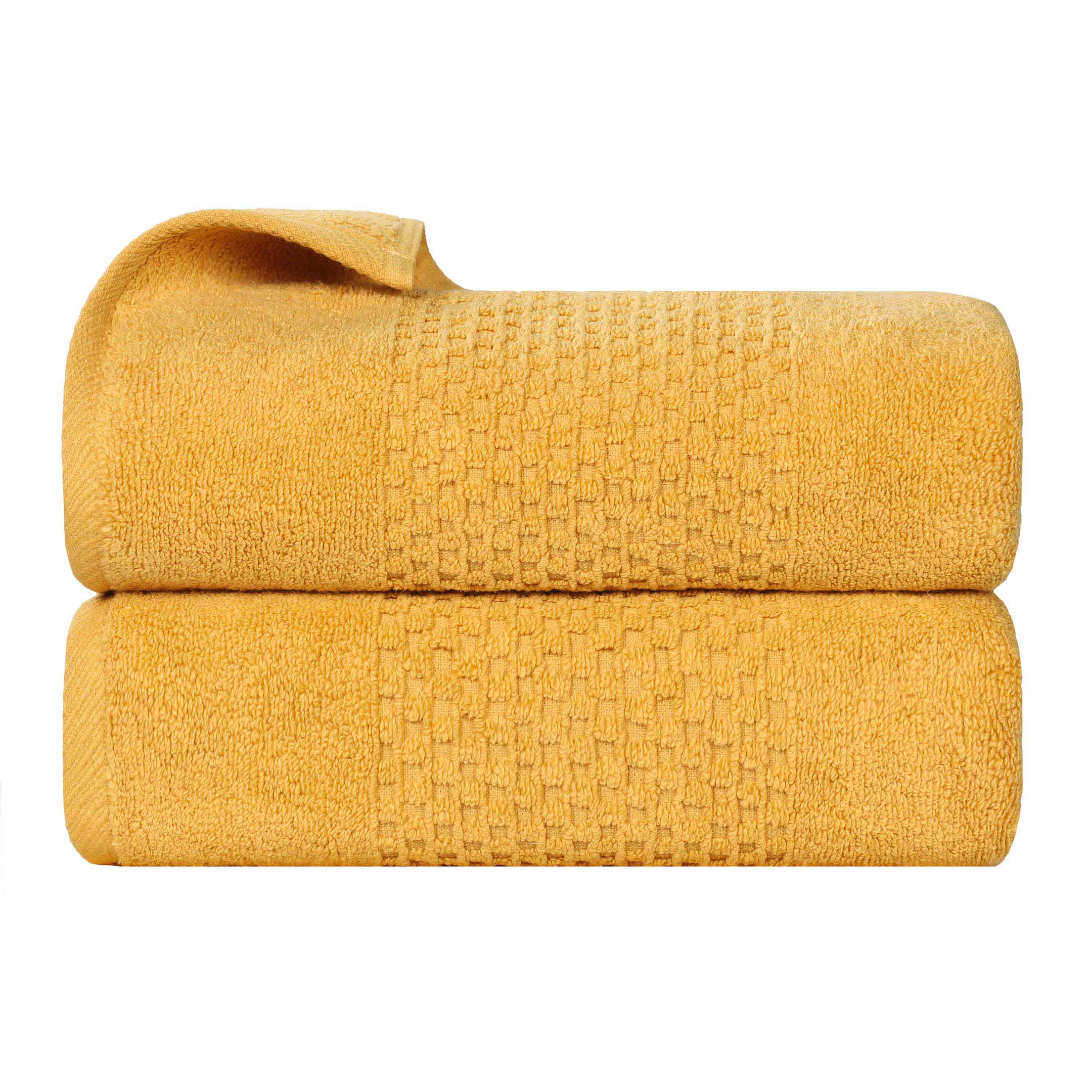 Zero Twist Cotton Solid Waffle Textured Bath Towel Set of 2 - Bath Towel by Superior Brand