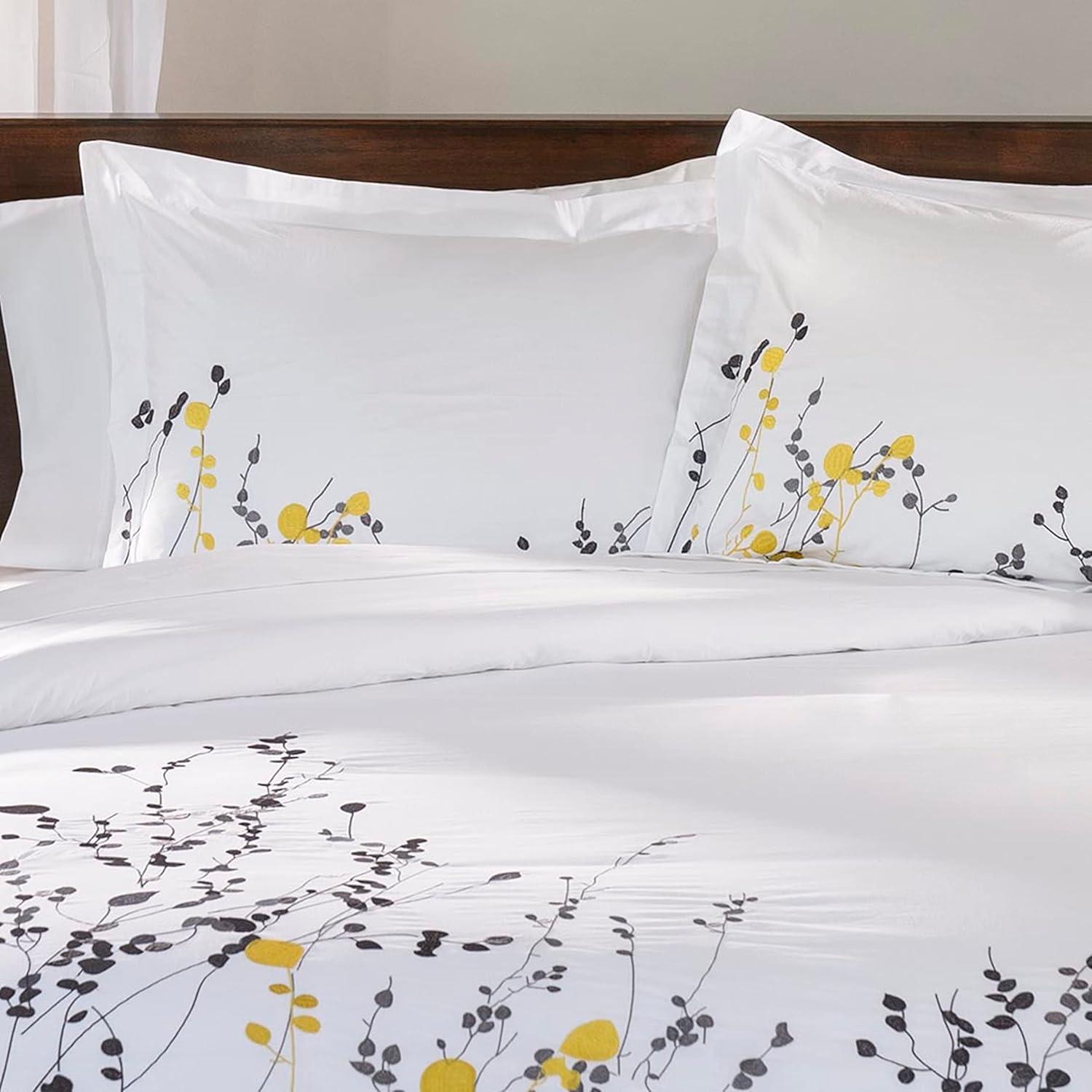 100% Cotton Reed Embroidered Floral Duvet Cover Set - Duvet Cover Set by Superior Brand
