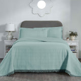 Lightweight Cotton Bedspread Set 3-Piece Remi Geometric Fringe Jacquard - Bedspread by Superior Brand