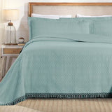 Lightweight Cotton Bedspread Set 3-Piece Remi Geometric Fringe Jacquard - Bedspread by Superior Brand