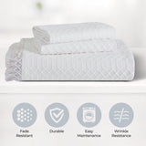 Lightweight Cotton Bedspread Set 3-Piece Remi Geometric Fringe Jacquard - Bedspread by Superior Brand