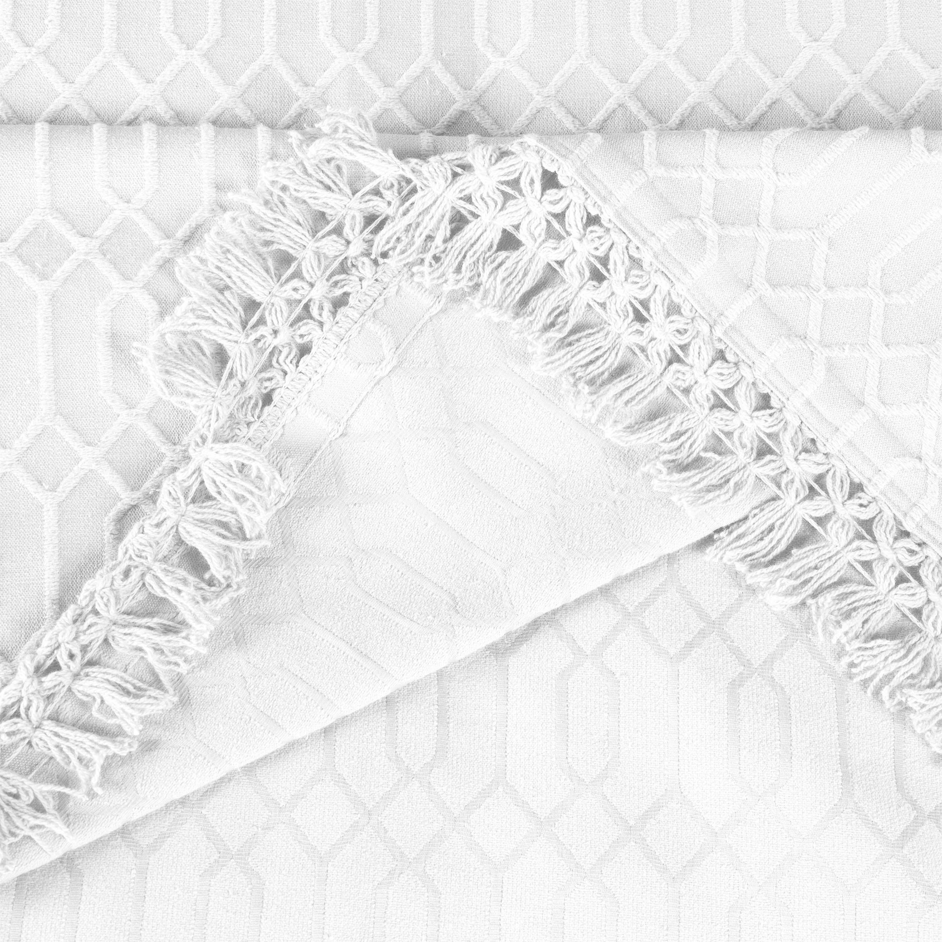 Lightweight Cotton Bedspread Set 3-Piece Remi Geometric Fringe Jacquard - Bedspread by Superior Brand