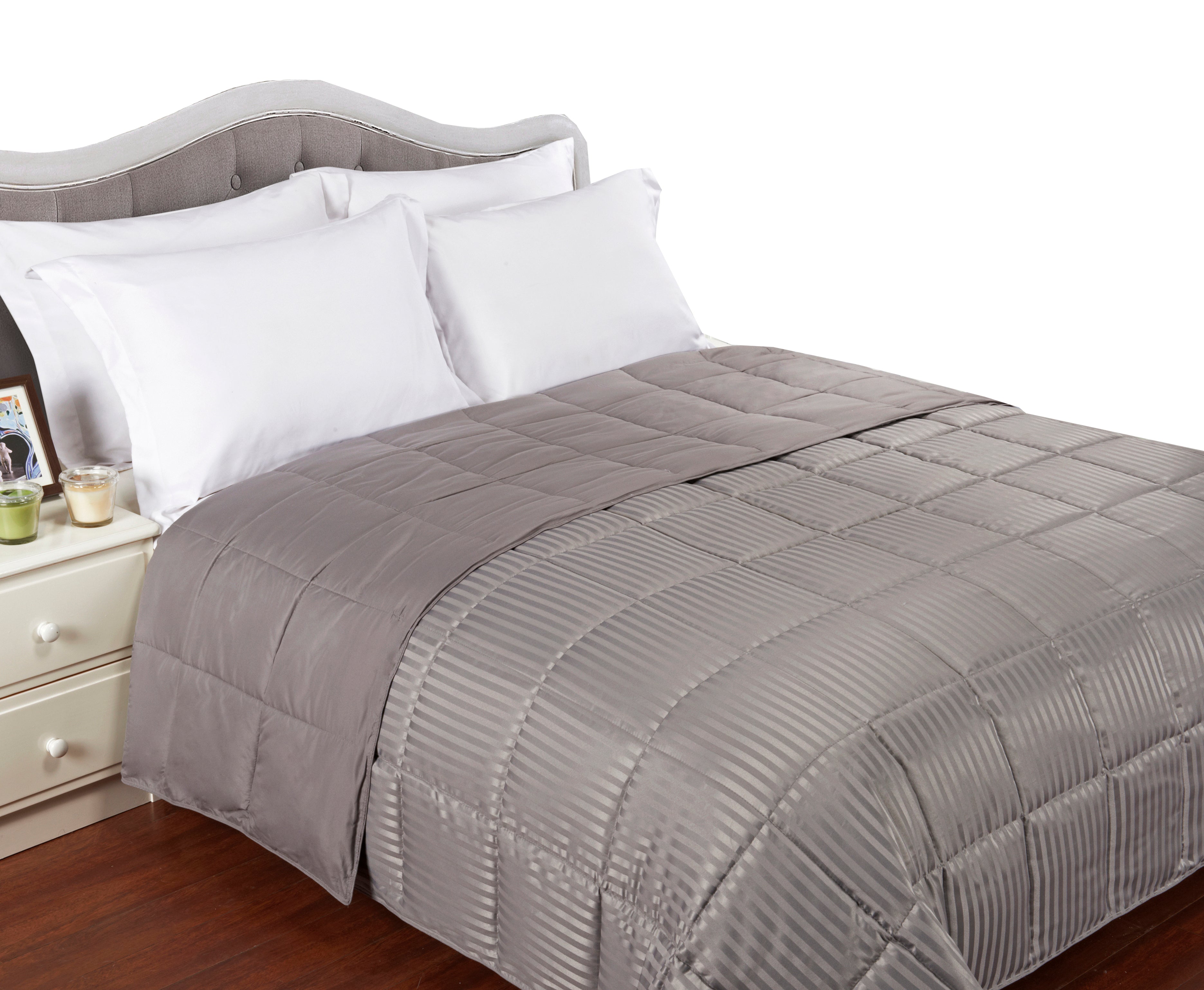 Reversible Down Alternative All-Season Solid Striped Blanket - Blanket by Superior Brand